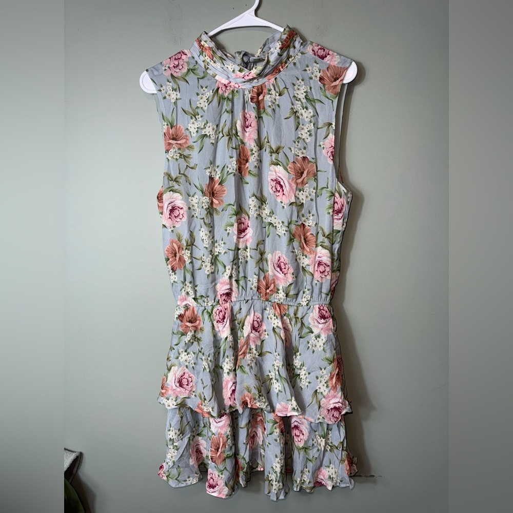 Revolve Yumi Kim Green Floral Kiss Me Tiered Mini‎ Dress Women's Large